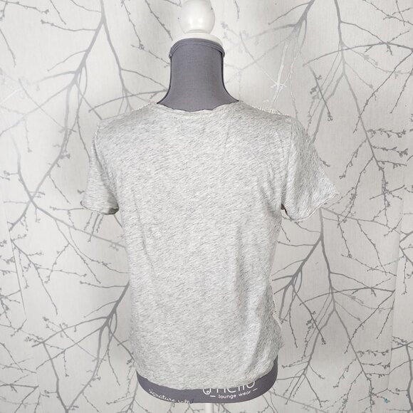 J. Crew White Gray Crochet Overlay Crewneck Top - Picture 4 of 6